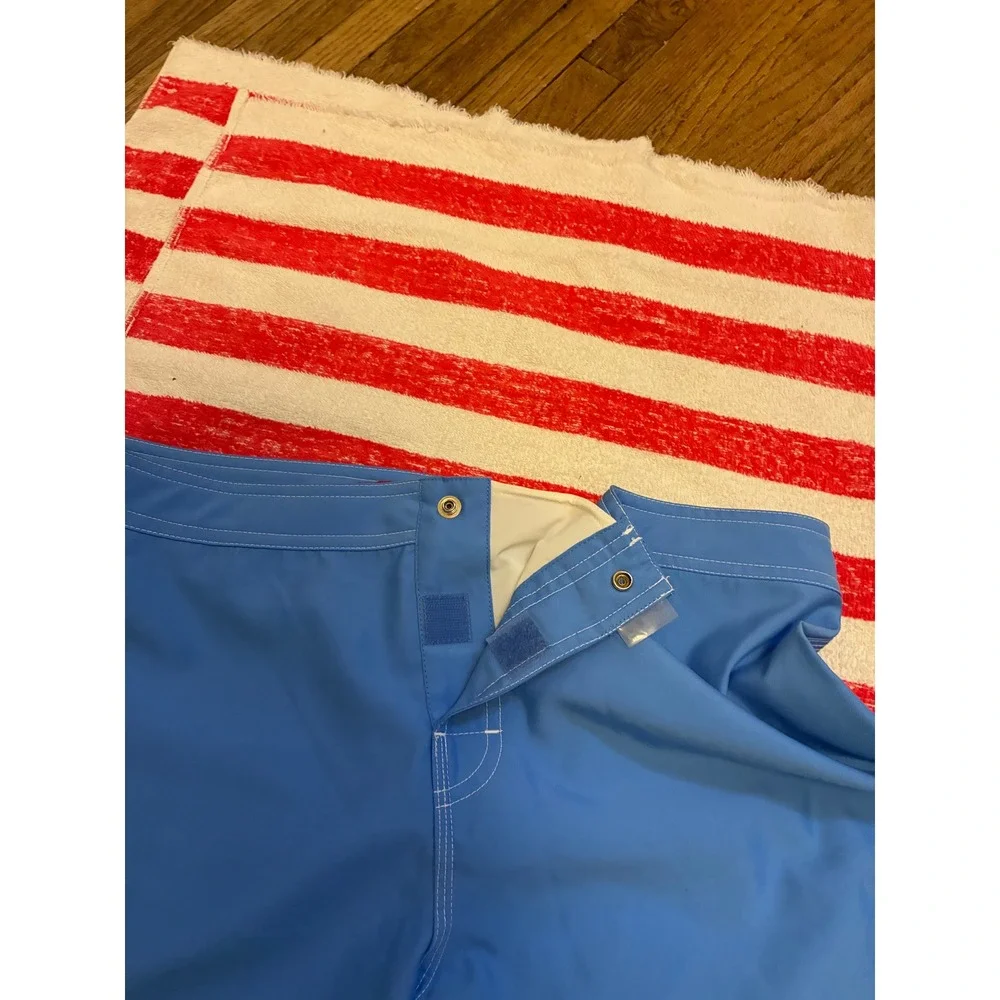 Beach Rays Blue Cargo Board Shorts Swim Trunks Size 9 White Contrast Stitching